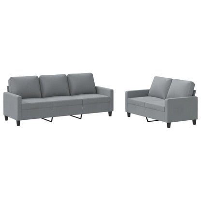 Set di Divani 2 pz con Cuscini Grigio Chiaro in Tessuto | homemem39