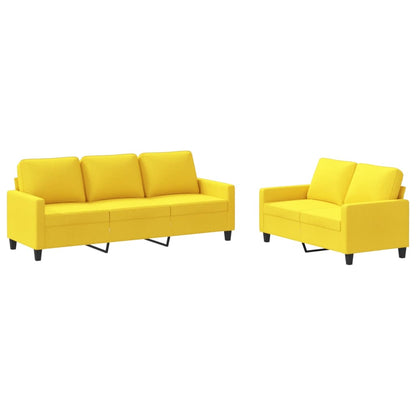 Set di Divani 2 pz con Cuscini Giallo Chiaro in Tessuto - homemem39