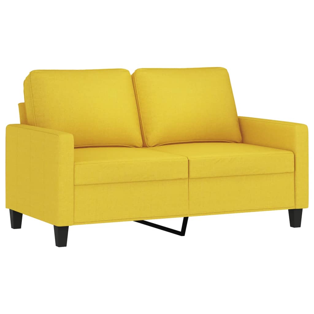 Set di Divani 2 pz con Cuscini Giallo Chiaro in Tessuto - homemem39