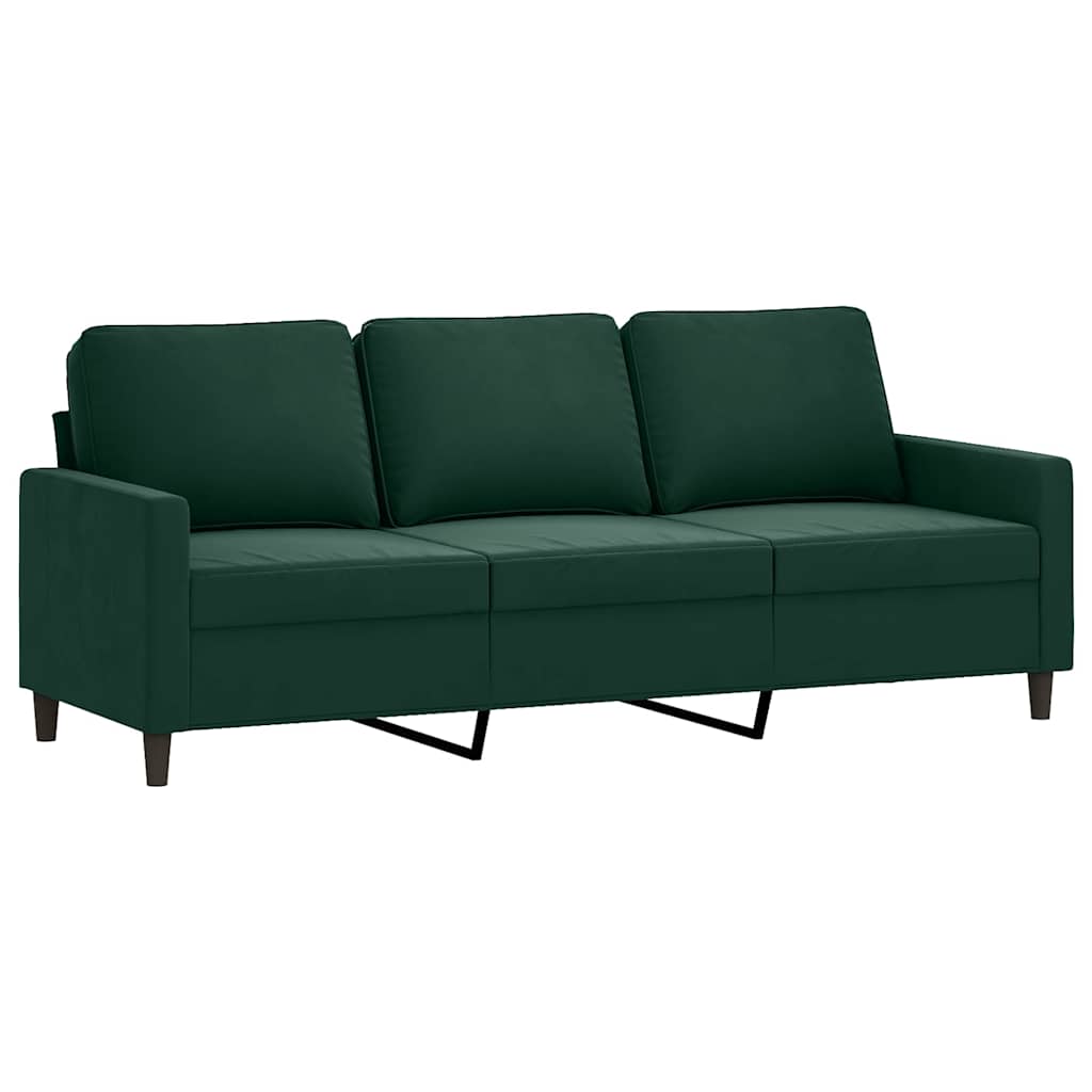 Set di Divani 3 pz con Cuscini Verde scuro in Velluto | homemem39