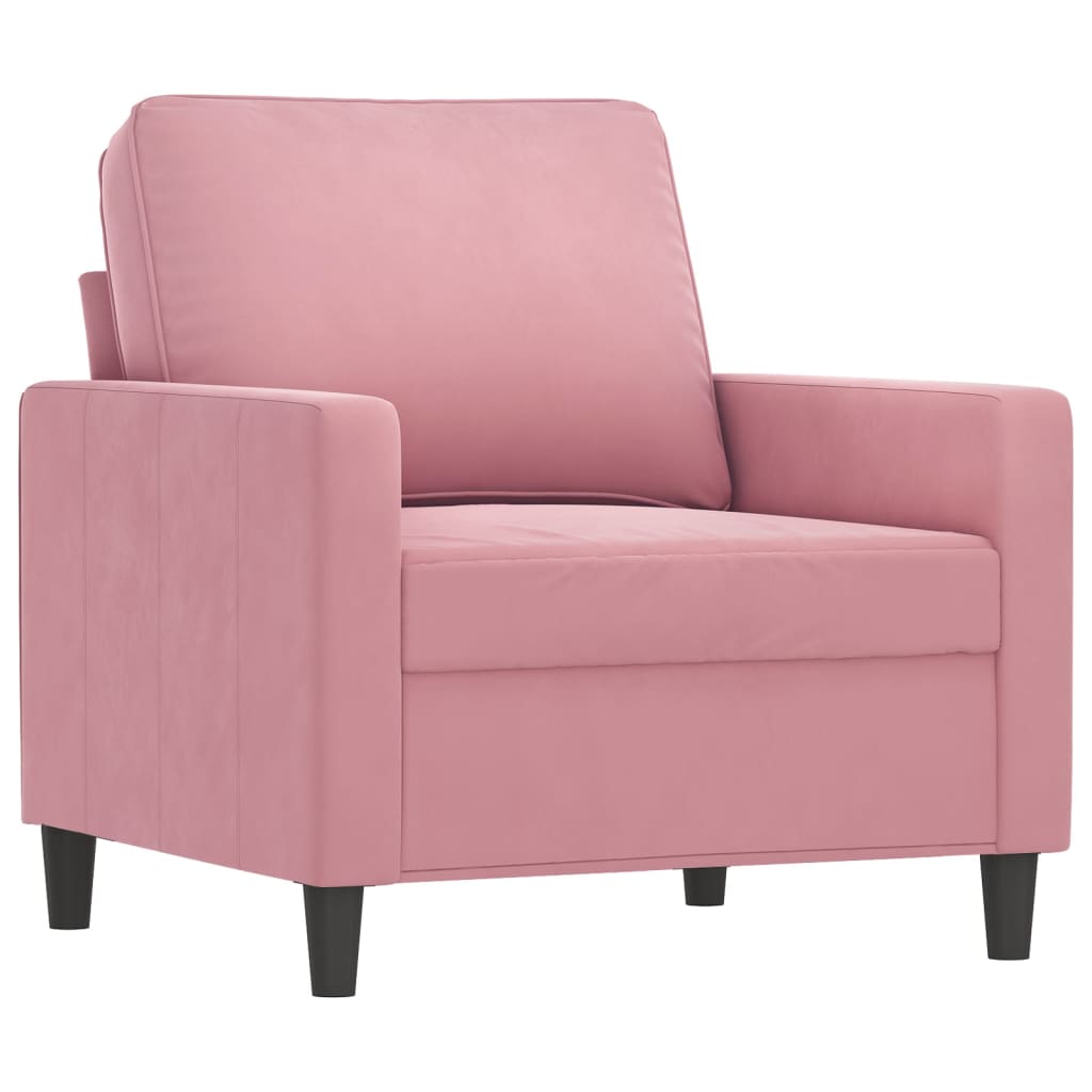 Set di Divani 3 pz con Cuscini rosa in Velluto | homemem39