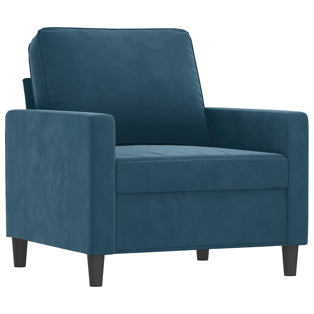 Set di Divani 3 pz con Cuscini Blu in Velluto | homemem39