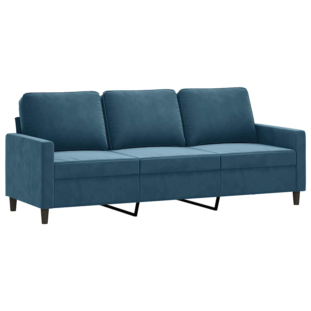 Set di Divani 3 pz con Cuscini Blu in Velluto | homemem39
