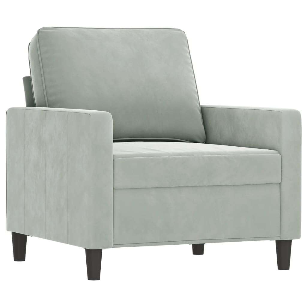 Set di Divani 4 pz con Cuscini Grigio Chiaro in Velluto | homemem39