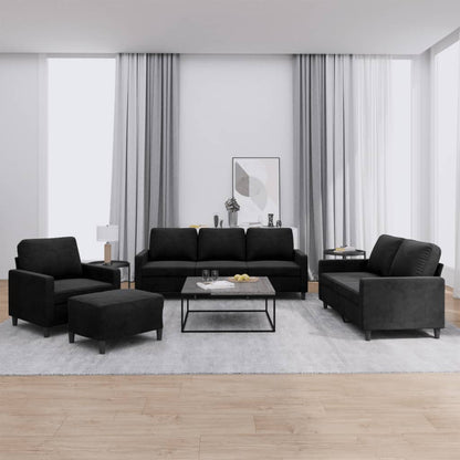 Set di Divani 4 pz con Cuscini Nero in Velluto | homemem39