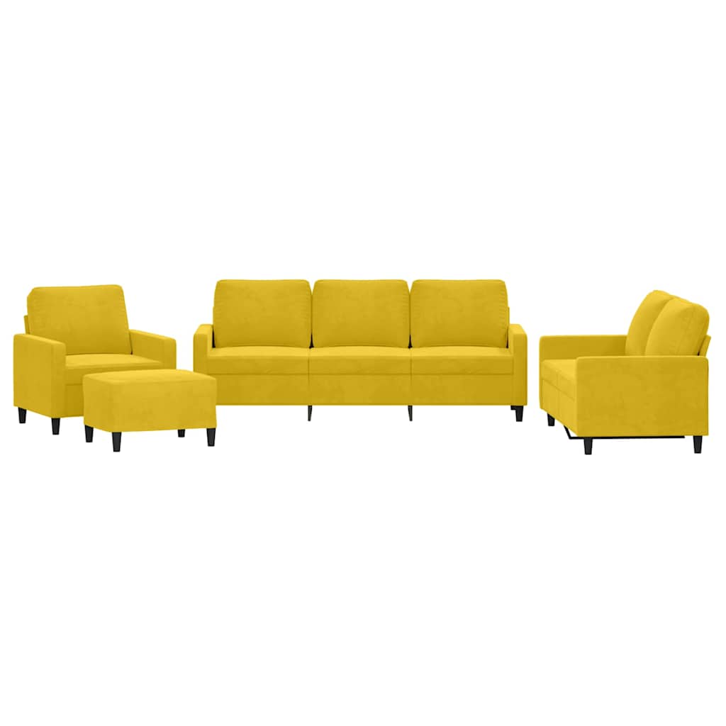 Set di Divani 4 pz con Cuscini giallo in Velluto | homemem39