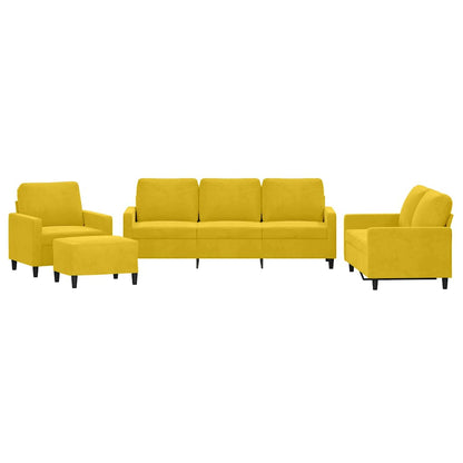 Set di Divani 4 pz con Cuscini giallo in Velluto | homemem39