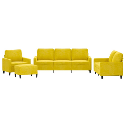 Set di Divani 4 pz con Cuscini giallo in Velluto - homemem39