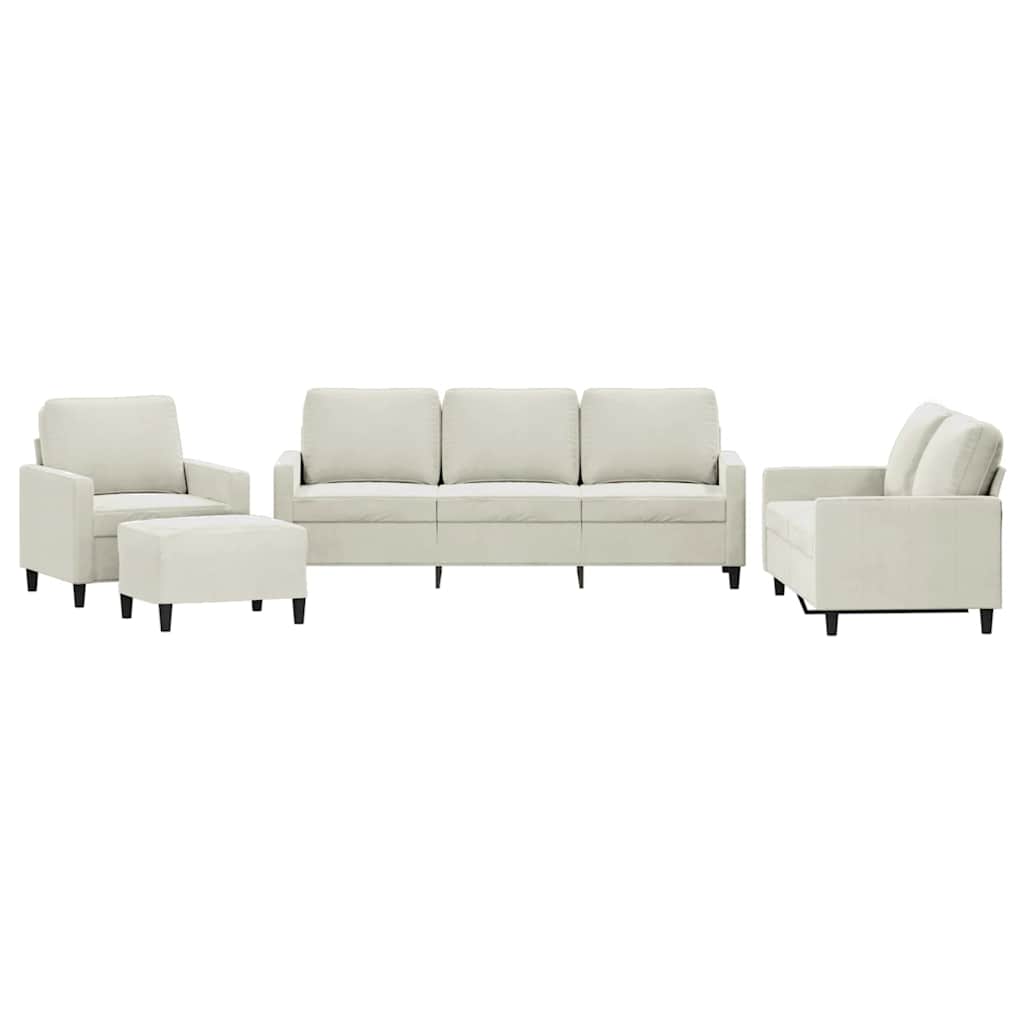 Set di Divani 4 pz con Cuscini Crema in Velluto | homemem39