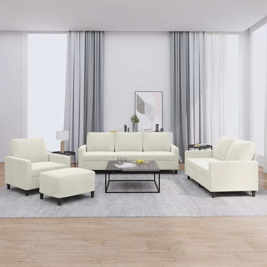 Set di Divani 4 pz con Cuscini Crema in Velluto
