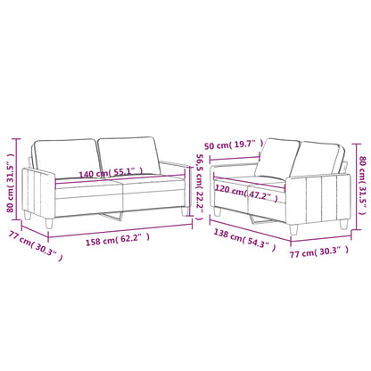 Set di Divani 2 pz con Cuscini Grigio Chiaro in Velluto