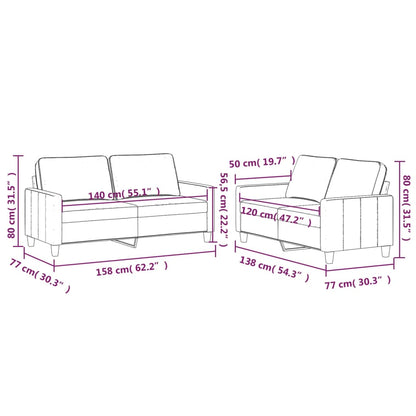 Set di Divani 2 pz con Cuscini Rosso Vino in Velluto