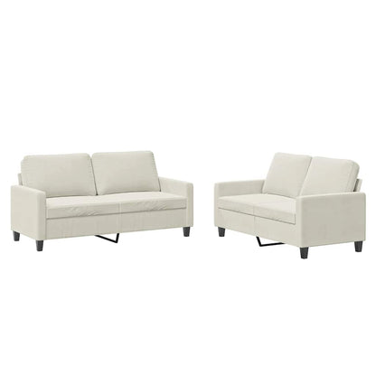 Set di Divani 2 pz con Cuscini Crema in Velluto | homemem39