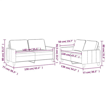 Set di Divani 2 pz con Cuscini Crema in Velluto | homemem39