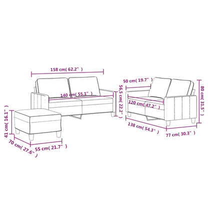 Set di Divani 3 pz con Cuscini Grigio Chiaro in Velluto | homemem39