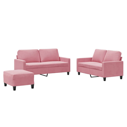 Set di Divani 3 pz con Cuscini rosa in Velluto - homemem39