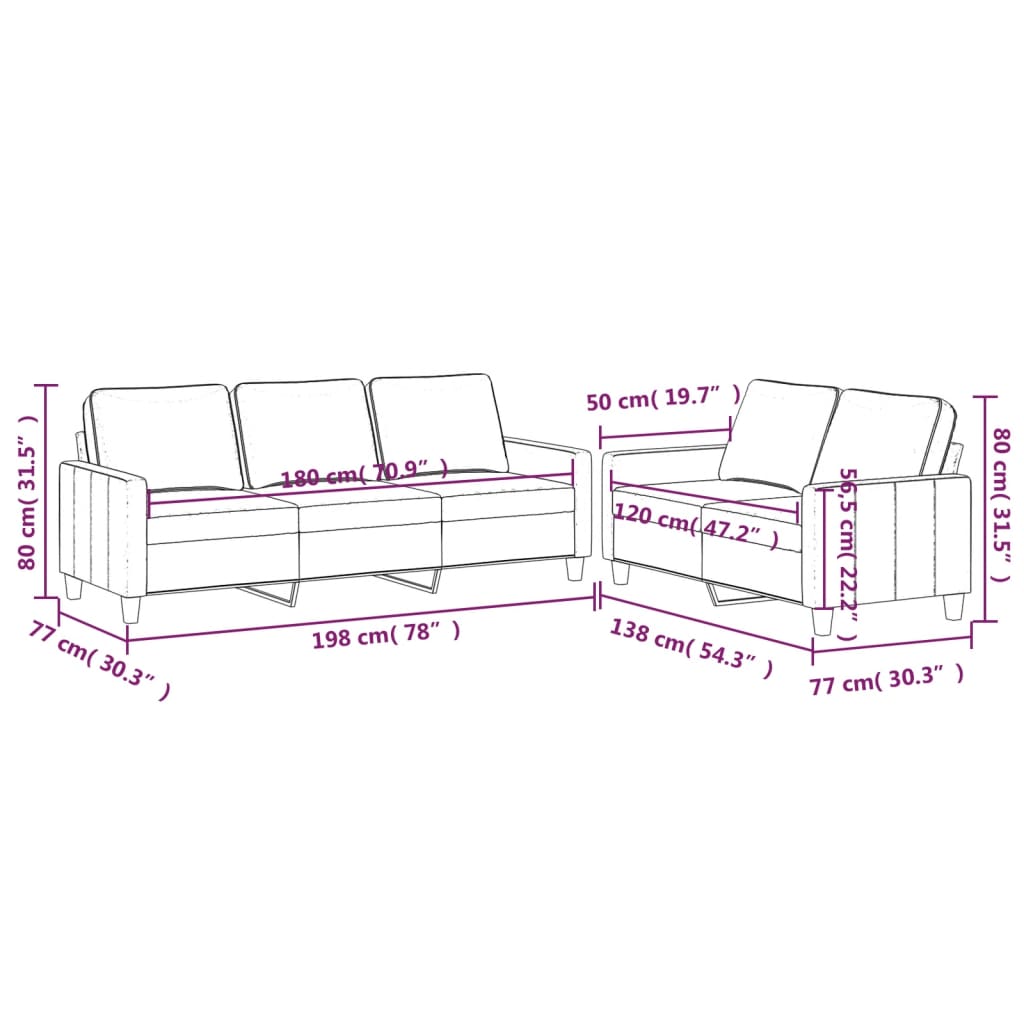 Set di Divani 2 pz con Cuscini rosa in Velluto | homemem39