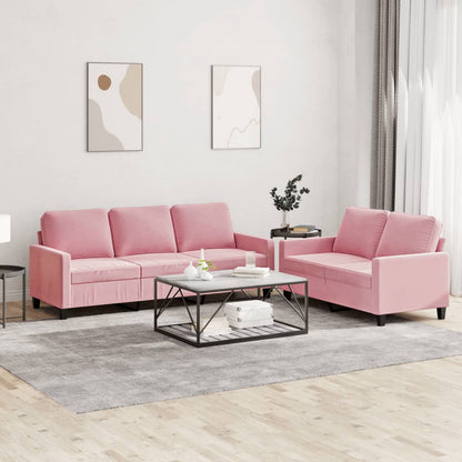 Set di Divani 2 pz con Cuscini rosa in Velluto | homemem39