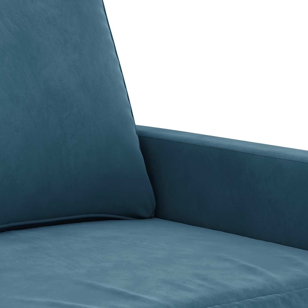 Set di Divani 2 pz con Cuscini Blu in Velluto