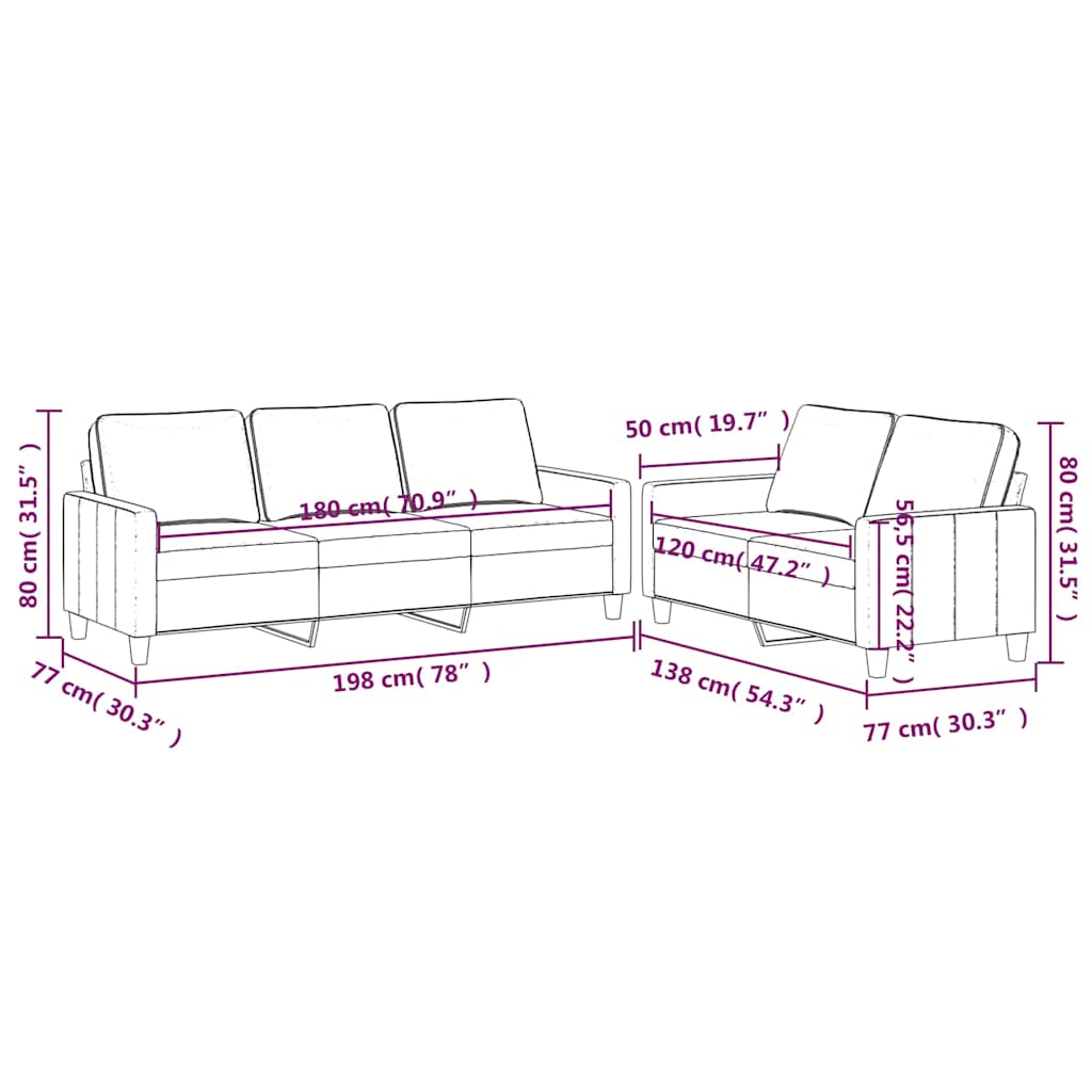 Set di Divani 2 pz con Cuscini Blu in Velluto | homemem39