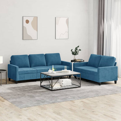 Set di Divani 2 pz con Cuscini Blu in Velluto - homemem39