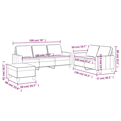 Set di Divani 3 pz con Cuscini Grigio Chiaro in Velluto | homemem39
