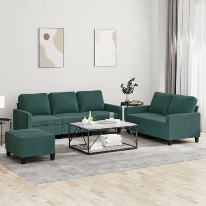 Set di Divani 3 pz con Cuscini Verde scuro in Velluto