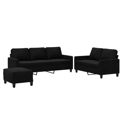 Set di Divani 3 pz con Cuscini Nero in Velluto | homemem39