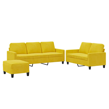 Set di Divani 3 pz con Cuscini giallo in Velluto - homemem39