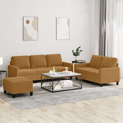 Set di Divani 3 pz con Cuscini Marrone in Velluto | homemem39
