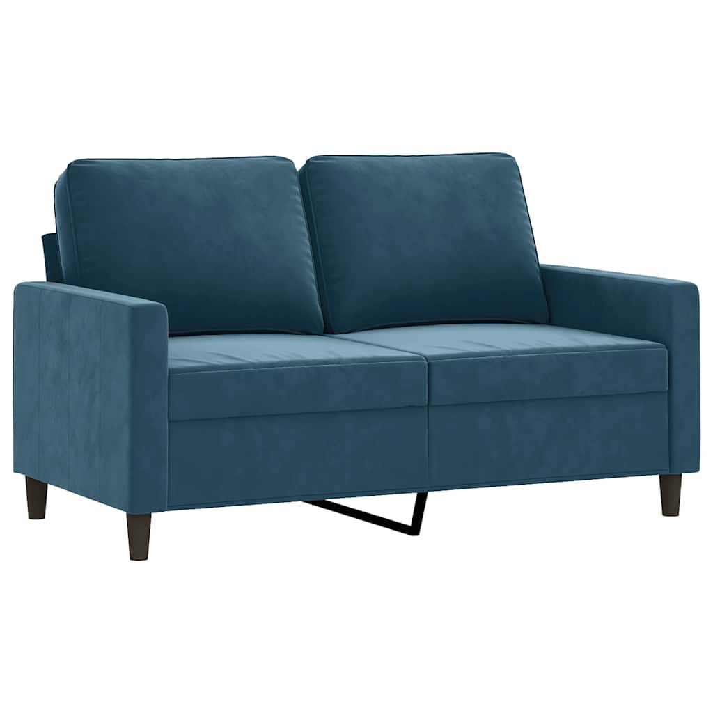 Set di Divani 3 pz con Cuscini Blu in Velluto | homemem39