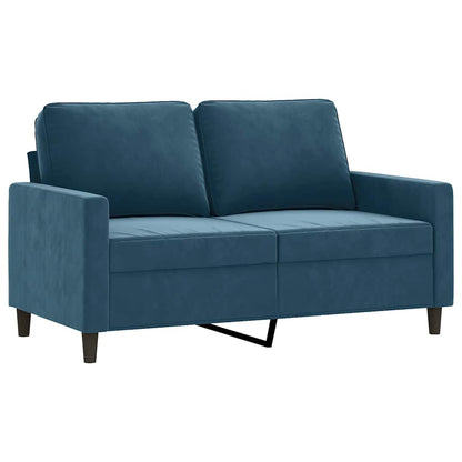 Set di Divani 3 pz con Cuscini Blu in Velluto | homemem39