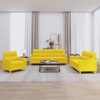 Set di Divani 3 pz con Cuscini Giallo Chiaro in Tessuto | homemem39