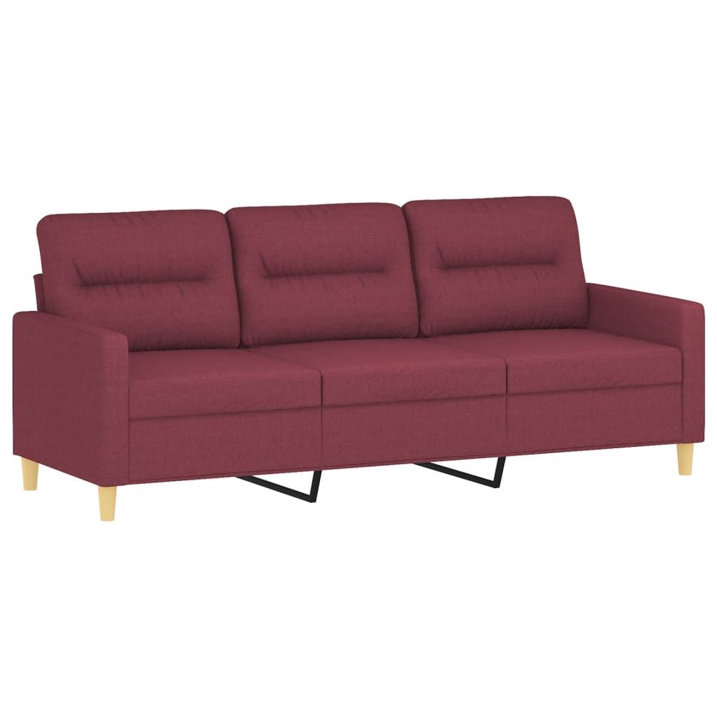 Set di Divani 3 pz con Cuscini Rosso Vino in Tessuto - homemem39