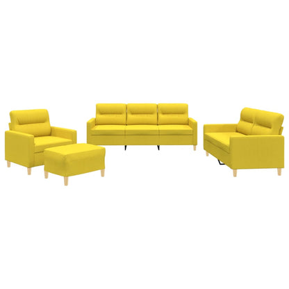 Set di Divani 4 pz con Cuscini Giallo Chiaro in Tessuto | homemem39