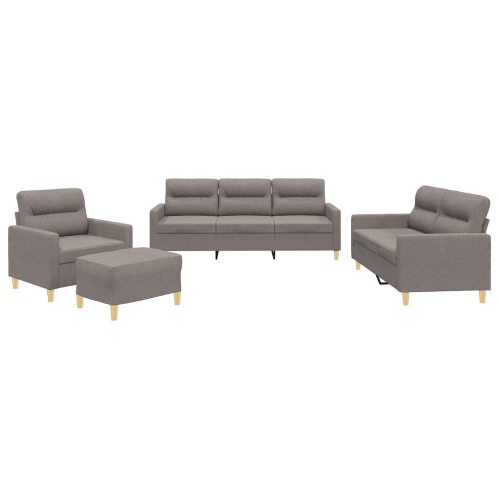 Set di Divani 4 pz con Cuscini Tortora in Tessuto | homemem39