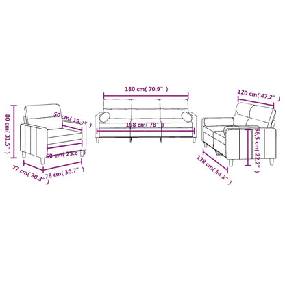 Set Divani 3 pz con Cuscini Grigio Chiaro in Tessuto