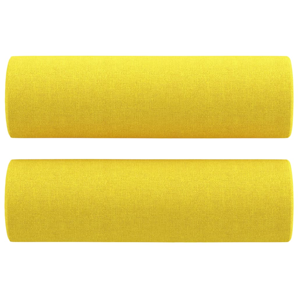 Set di Divani 3 pz con Cuscini Giallo Chiaro in Tessuto
