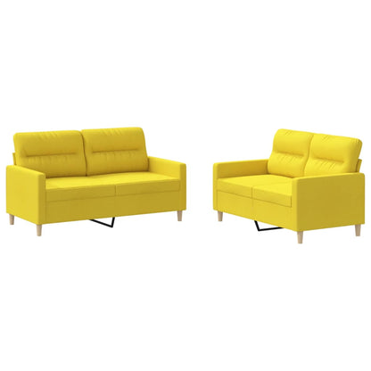 2 pc Sofa Set with Light Yellow Fabric Cushions