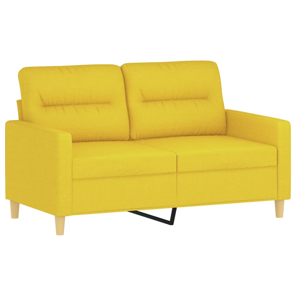 2 pc Sofa Set with Light Yellow Fabric Cushions