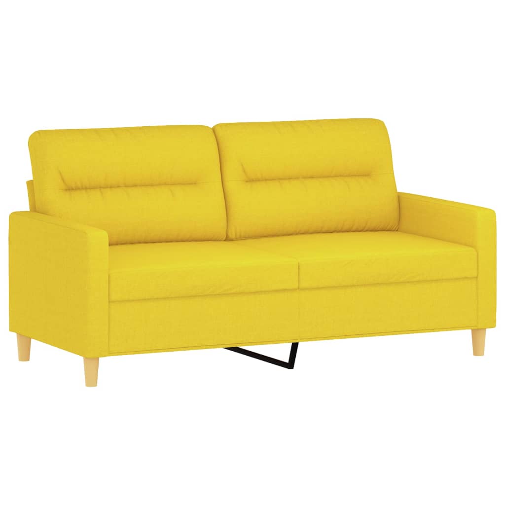 2 pc Sofa Set with Light Yellow Fabric Cushions