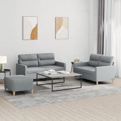 Set di Divani 3 pz con Cuscini Grigio Chiaro in Tessuto | homemem39