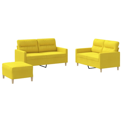 3-piece Sofa Set with Light Yellow Fabric Cushions