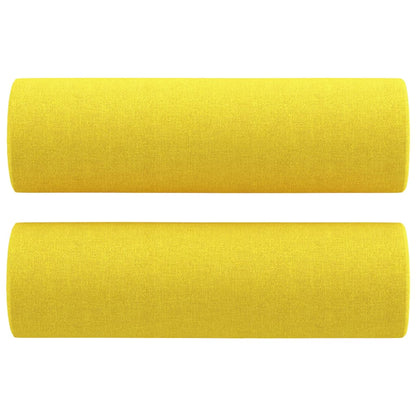 Set di Divani 3 pz con Cuscini Giallo Chiaro in Tessuto