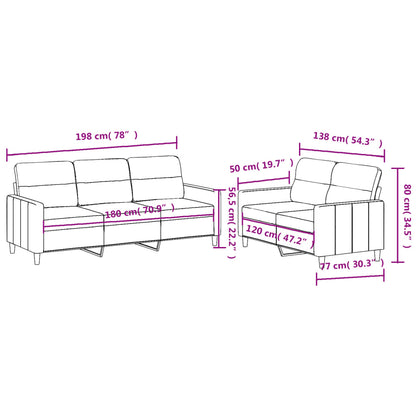 Set di Divani 2 pz con Cuscini Grigio Scuro in Tessuto