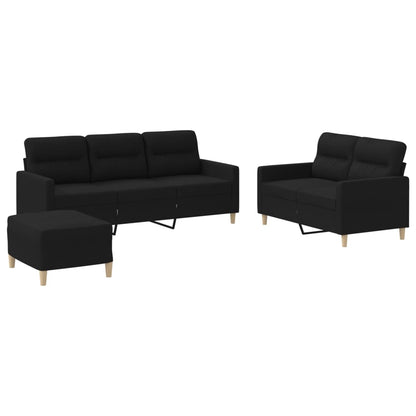Set di Divani 3 pz con Cuscini Nero in Tessuto | homemem39