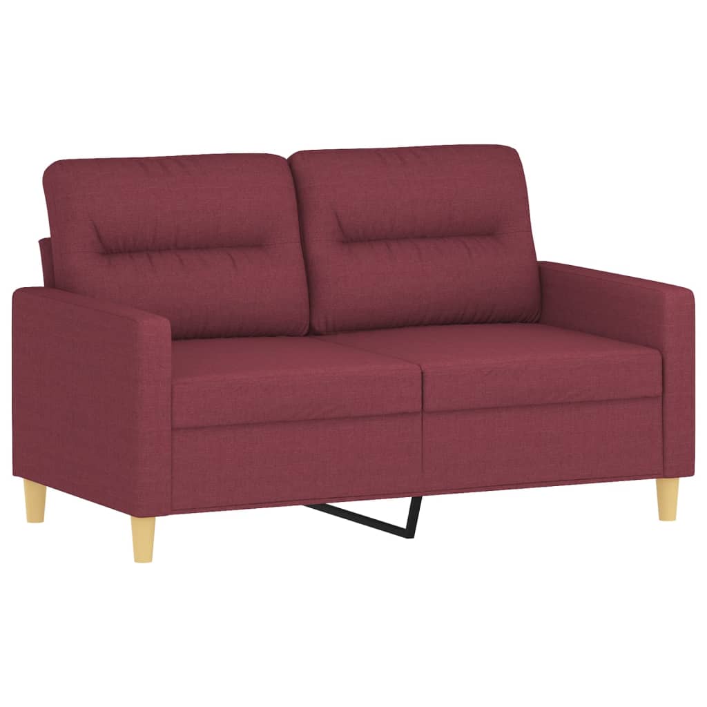 Set di Divani 3 pz con Cuscini Rosso Vino in Tessuto | homemem39
