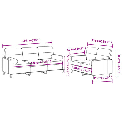 Set Divani 2 pz con Cuscini Nero in Tessuto