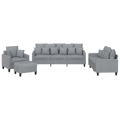 Set Divani 4 pz con Cuscini Grigio Chiaro in Tessuto - homemem39