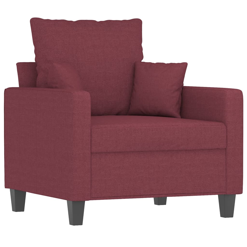 Set di Divani 4 pz con Cuscini Rosso Vino in Tessuto | homemem39